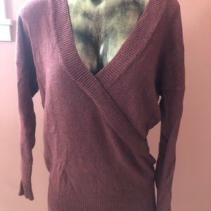 Express mauve cross vneck tunic sweater